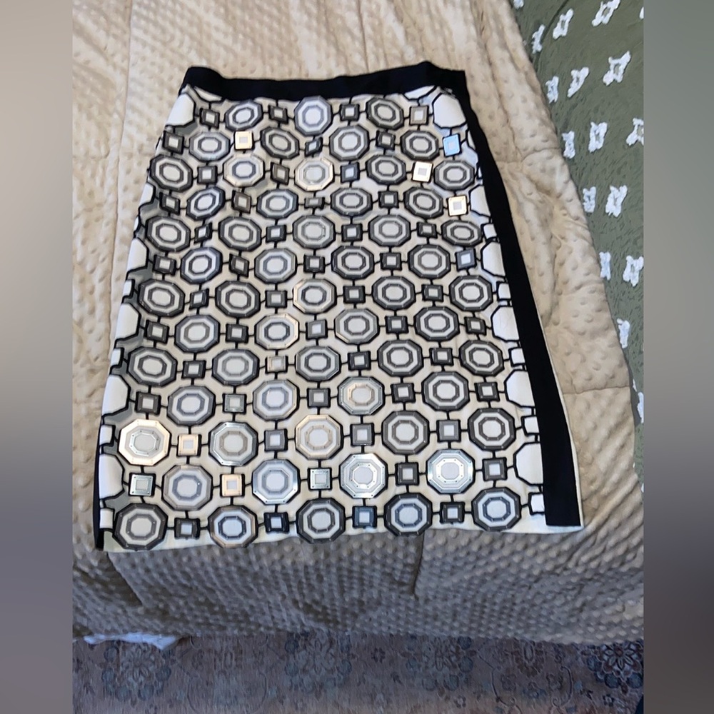 Tory Burch Black and White with metal overlay skirt